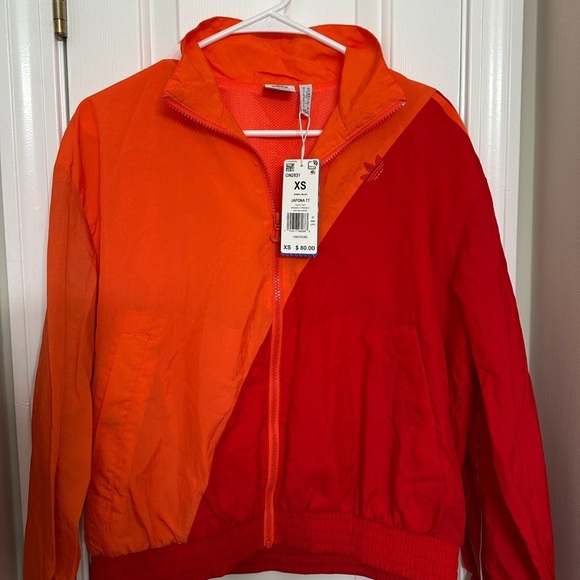 Adidas Women’s Japona TT Track Jacket XS Red Orange Adicolor Zip Windbreaker NWT - Picture 2 of 10